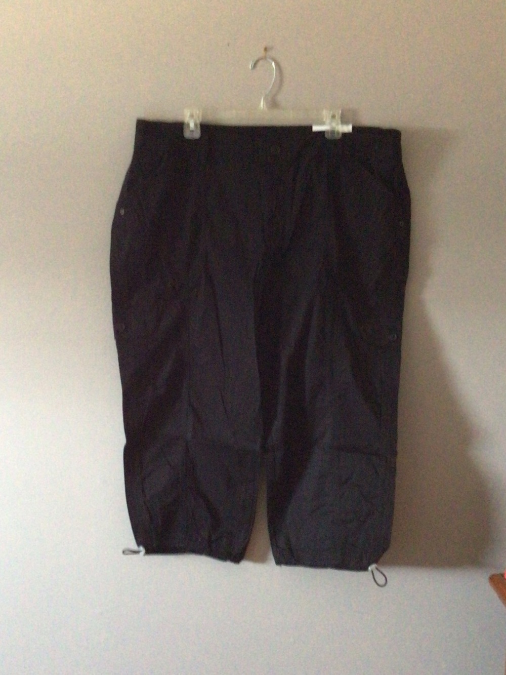 Black Cropped Cargo Pant - Drawstring Hem